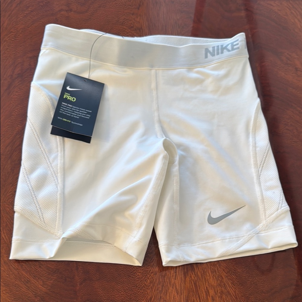 White Nike Youth Sliding Shorts - New with Tag.